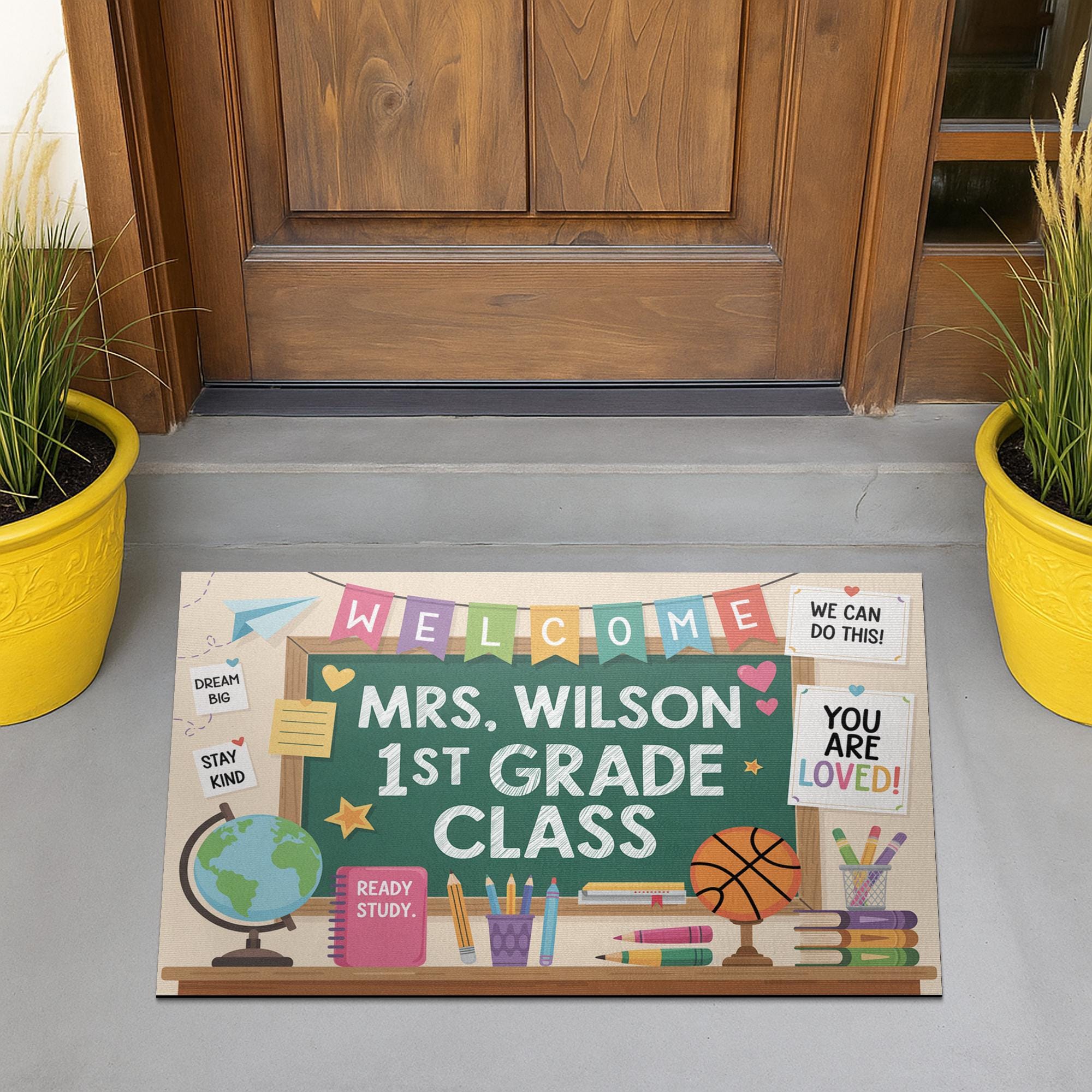 Personalized Teacher Classroom Doormat - Welcome Mat for 1st Grade - Back to School Decor - Custom Name Rug, Classroom Decor, Teacher Rug