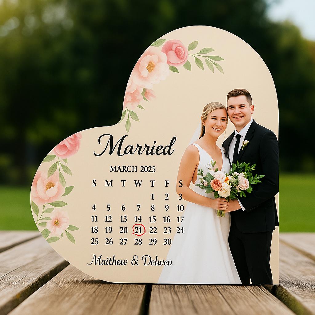 Personalized Wedding Gift, Married Calendar Acrylic Plaque, Wedding Gift for Couple, Married Plaque Gift for Couple, Wedding Keepsake Gift