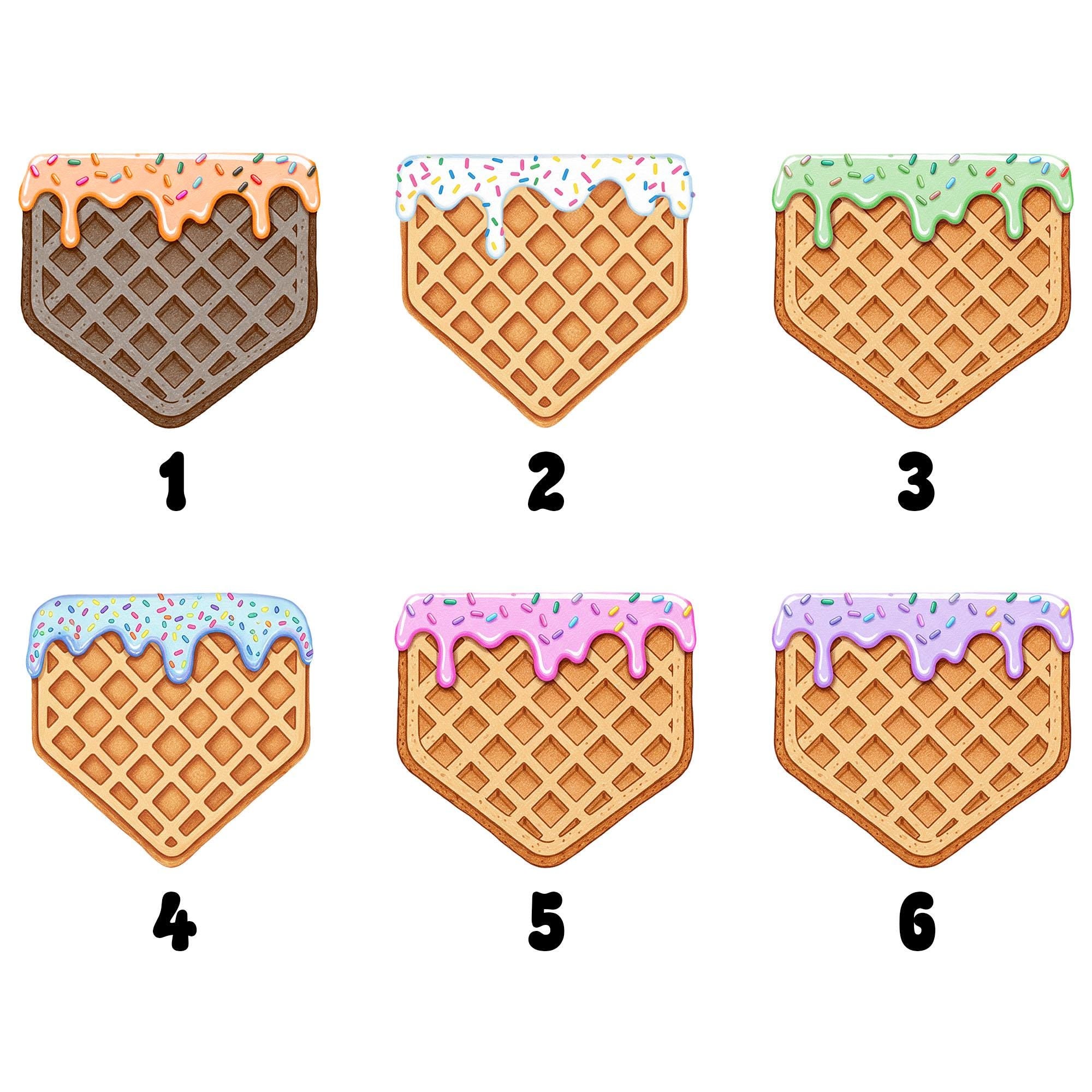 Custom Waffle Badge Reel, Personalized Name ID Holder with Sprinkles, Cute Foodie Gift for Nurse, Teacher, RN, Retractable Lanyard