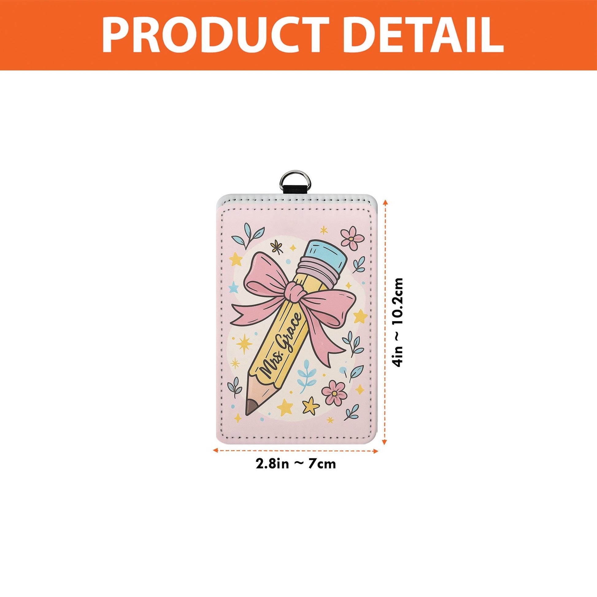 Personalized Teacher ID Badge Holder, Cute Pencil Floral Name Tag, Custom Lanyard for Educators, Back to School