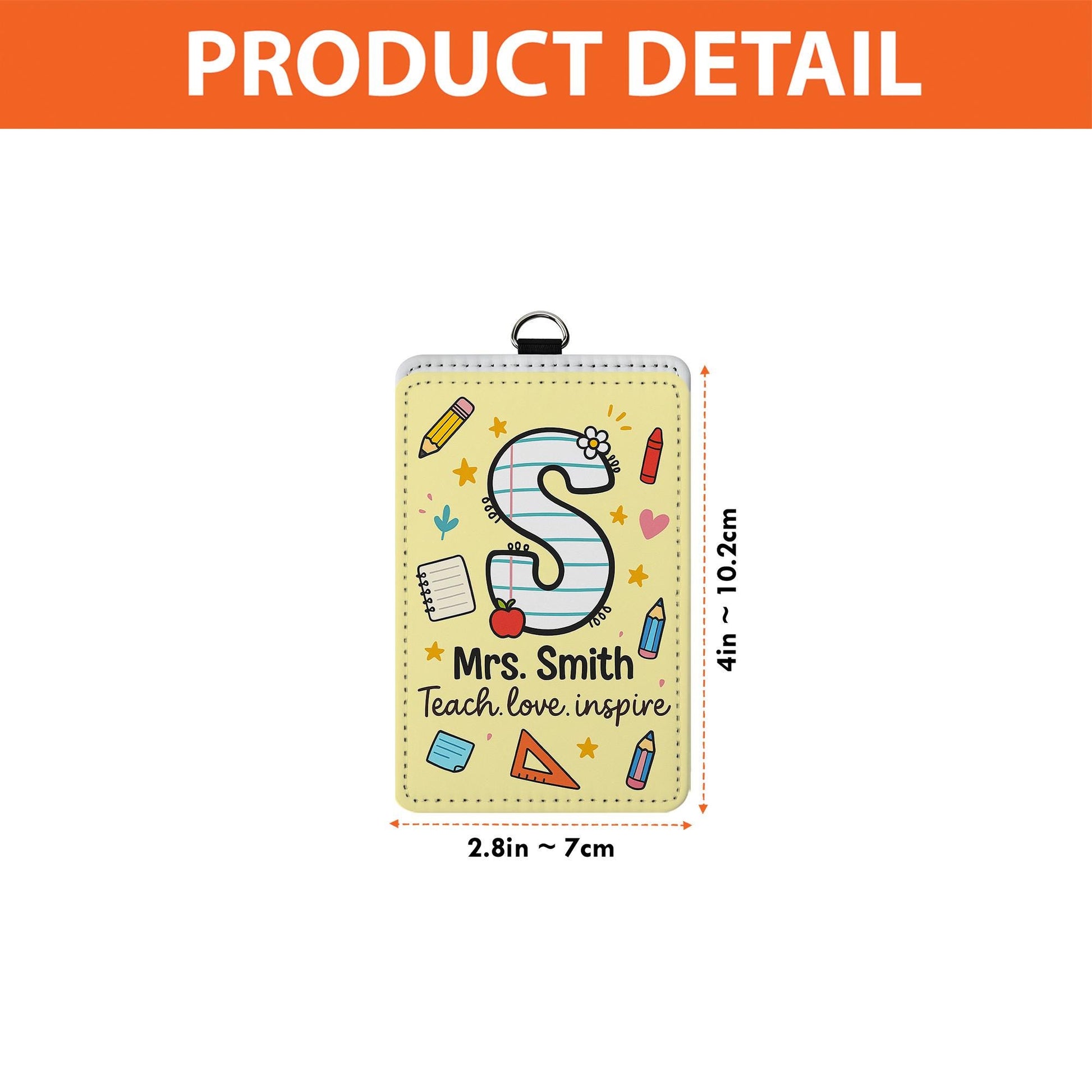 Personalized Teacher ID Badge, Custom Name Tag with Initial, Cute School Supply Design, Gift for Teachers, Back to School Accessory