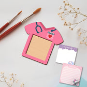 Personalized Nurse Magnetic Sticky Note Organizer – Pink Scrub Note Magnet for Locker or Fridge – Cute Gift for Nurses, CNA, or Med Students