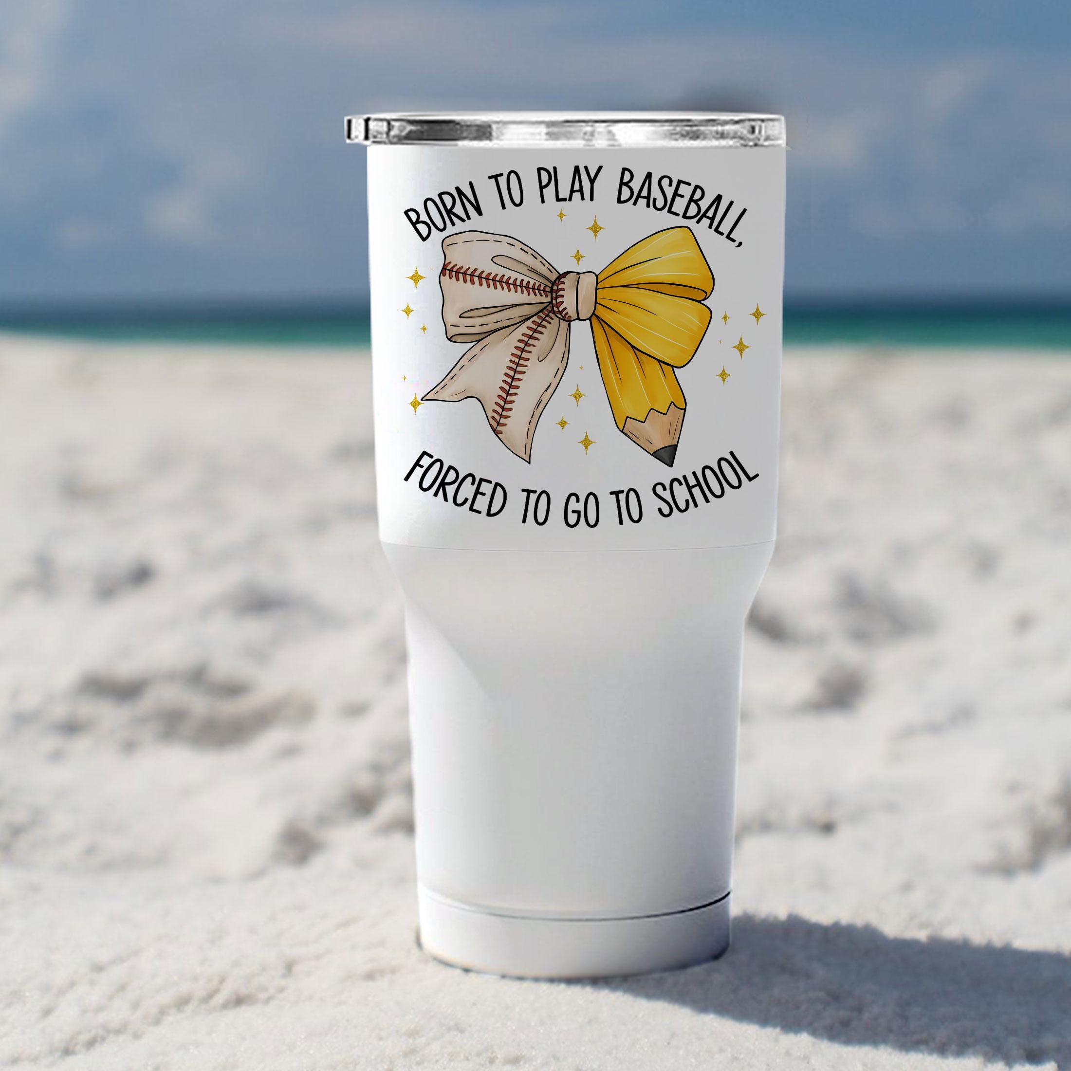 Personalized Baseball Tumbler, Custom Name Glitter Number, Softball Player Gift, Born to Play School Cup, Team Gift for Girls & Women