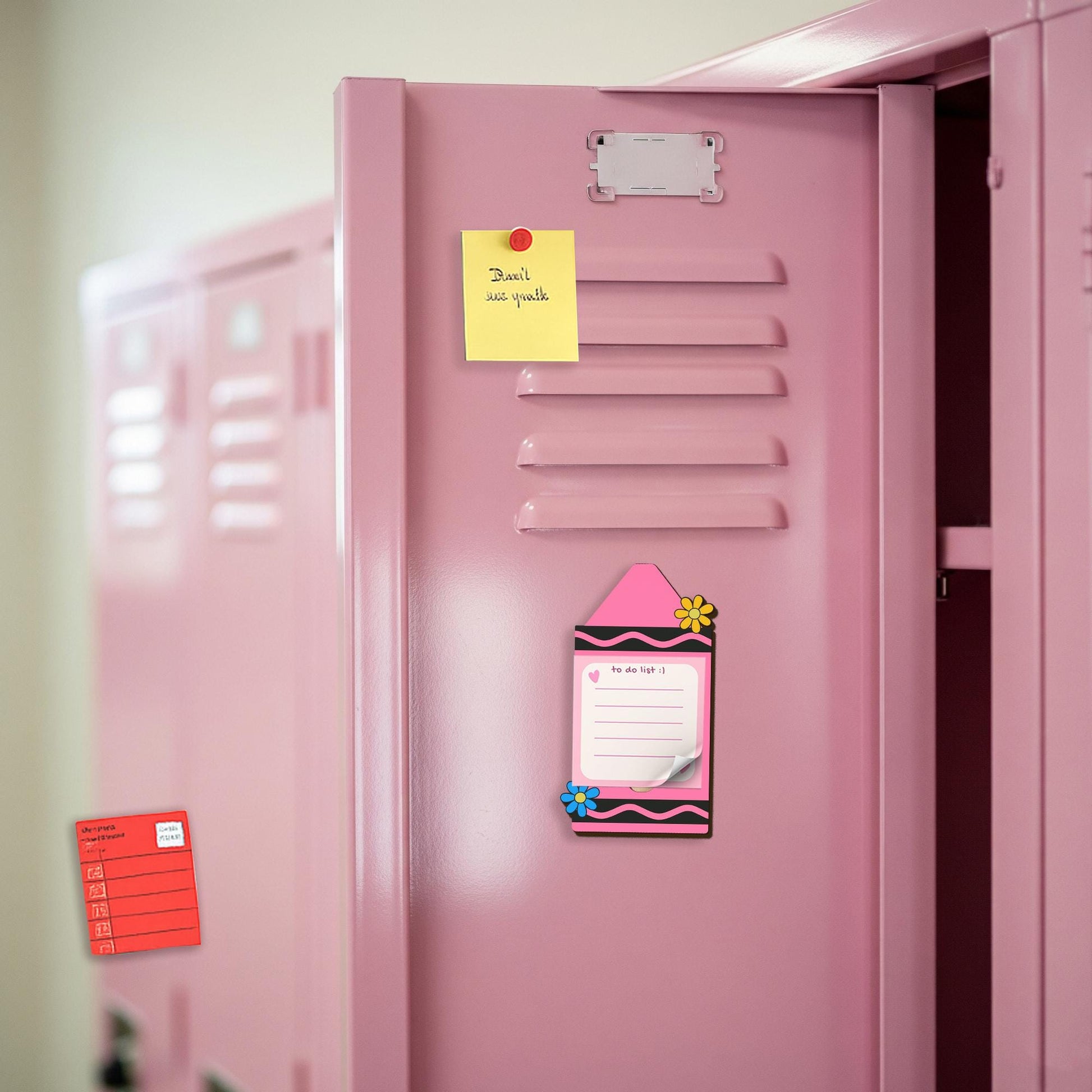 Custom Name Pencil Sticky Note Holder Magnet – Cute Classroom Organizer for Teachers – Pink Flower Design for Chalkboard, Locker, or Fridge