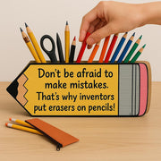 Pencil Shaped Holder with Quote, Inspirational Desk Organizer, Unique Teacher Appreciation Gift, Motivational Pen Caddy for Student Writer