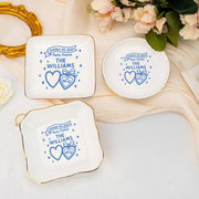 Custom Wedding Ring Tray, Personalized Jewelry Tray with Date & Names, Ceramic Couple Keepsake, Bridal Gift, Engagement Gift