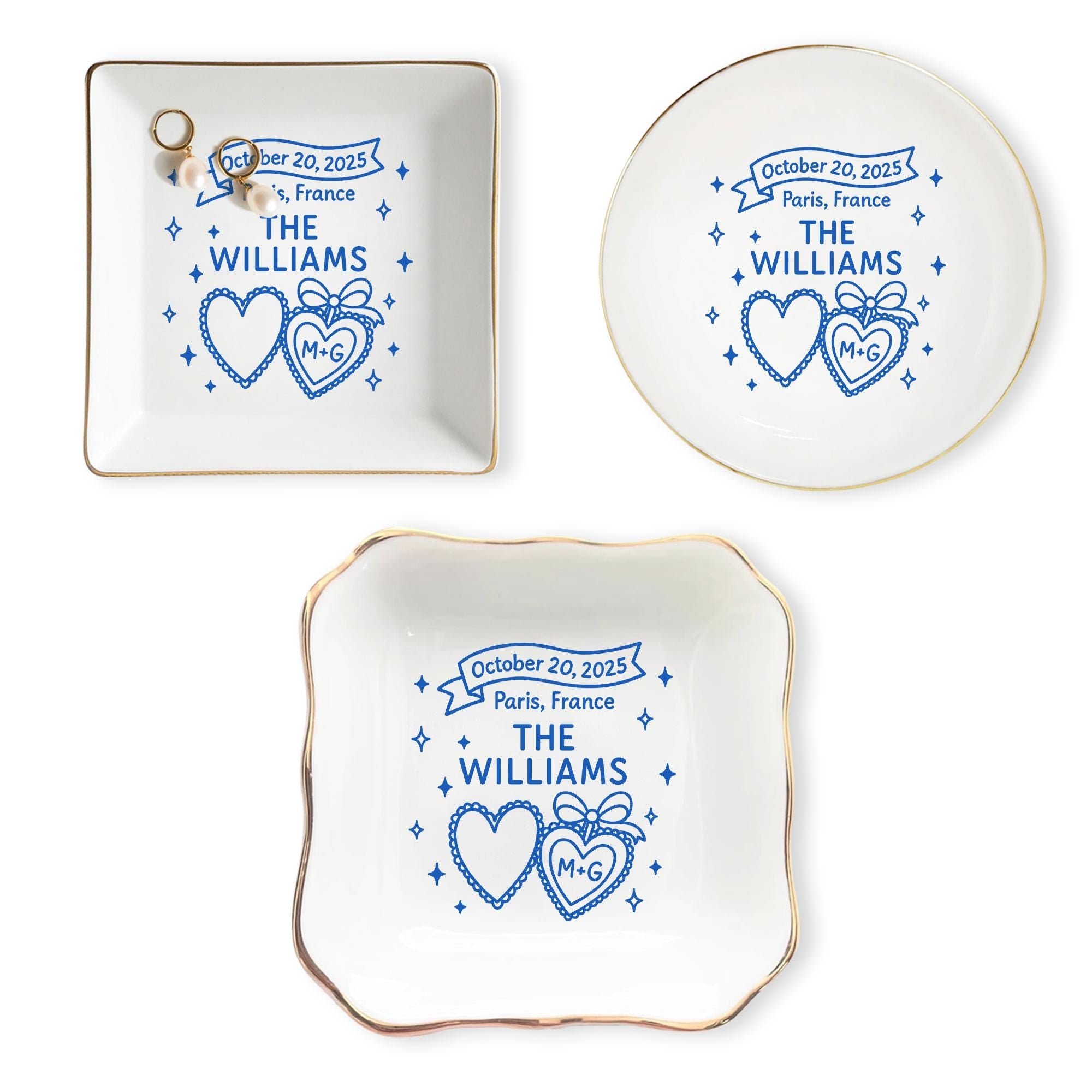 Custom Wedding Ring Tray, Personalized Jewelry Tray with Date & Names, Ceramic Couple Keepsake, Bridal Gift, Engagement Gift