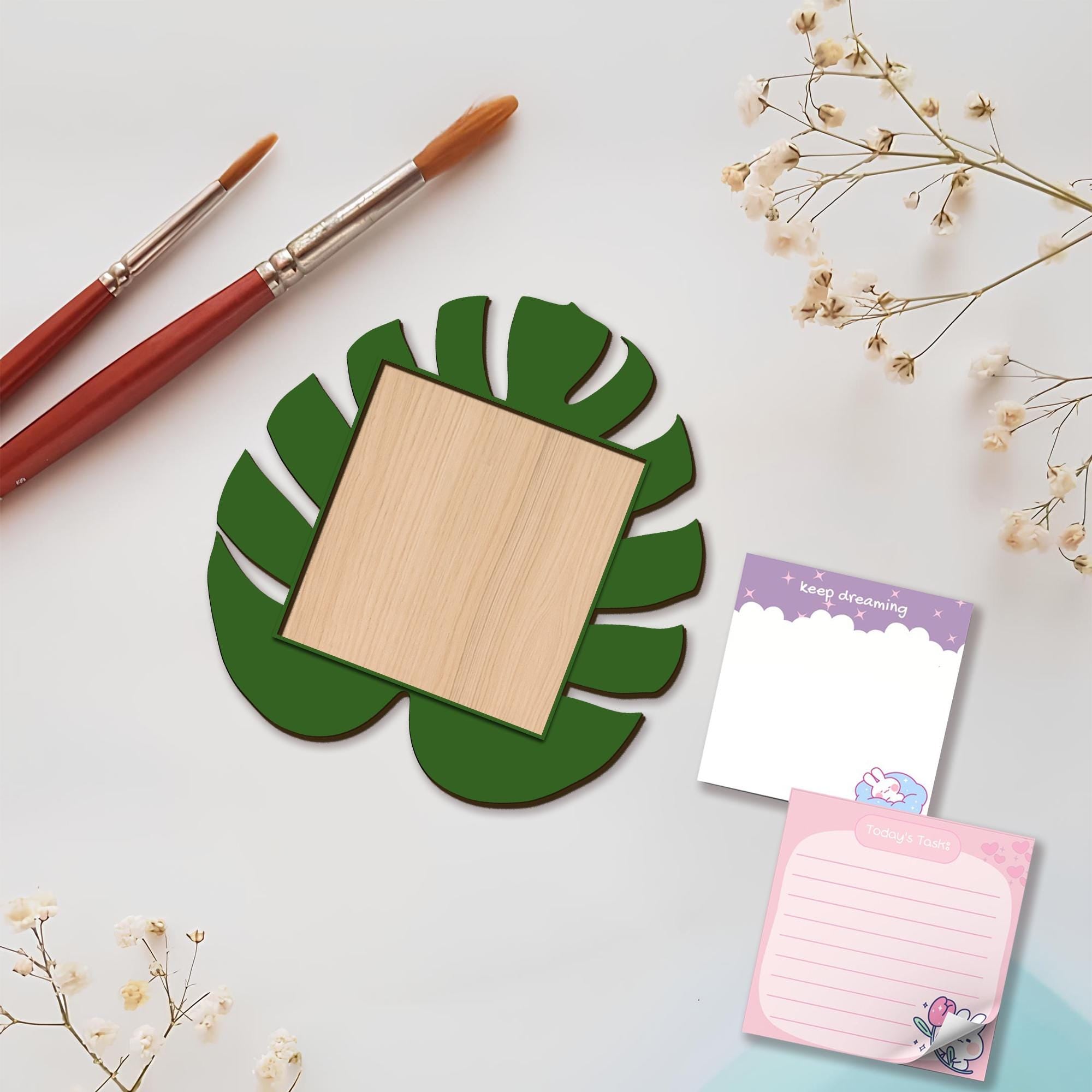 Personalized Tropical Leaf Sticky Note Holder Magnet – Monstera Magnet for Desk, Locker, or Fridge – Boho Organizer for Office or Classroom