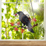 Raven Messenger ornament | Gothic Halloween Decor | Stained Glass Crow Art | Spooky Autumn Gift