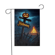 Spooky Halloween Garden Flag | Jack-o'-Lantern Yard Decor | Bonfire Night Banner | Festive Outdoor Sign
