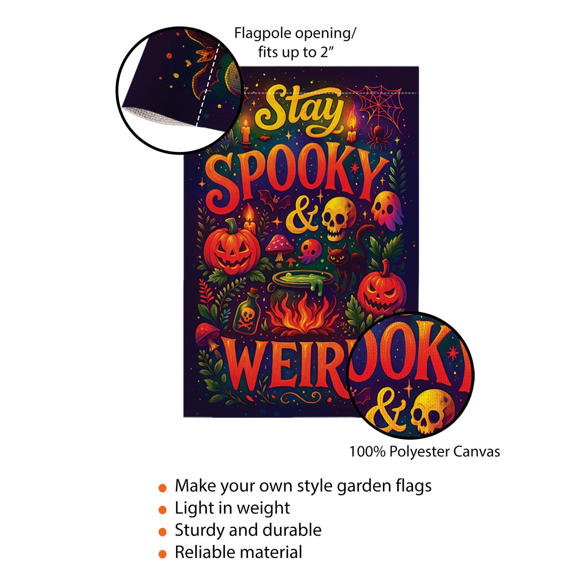 Stay Spooky and Weird Garden Flag – Funny Halloween Yard Decor with Pumpkins & Skulls