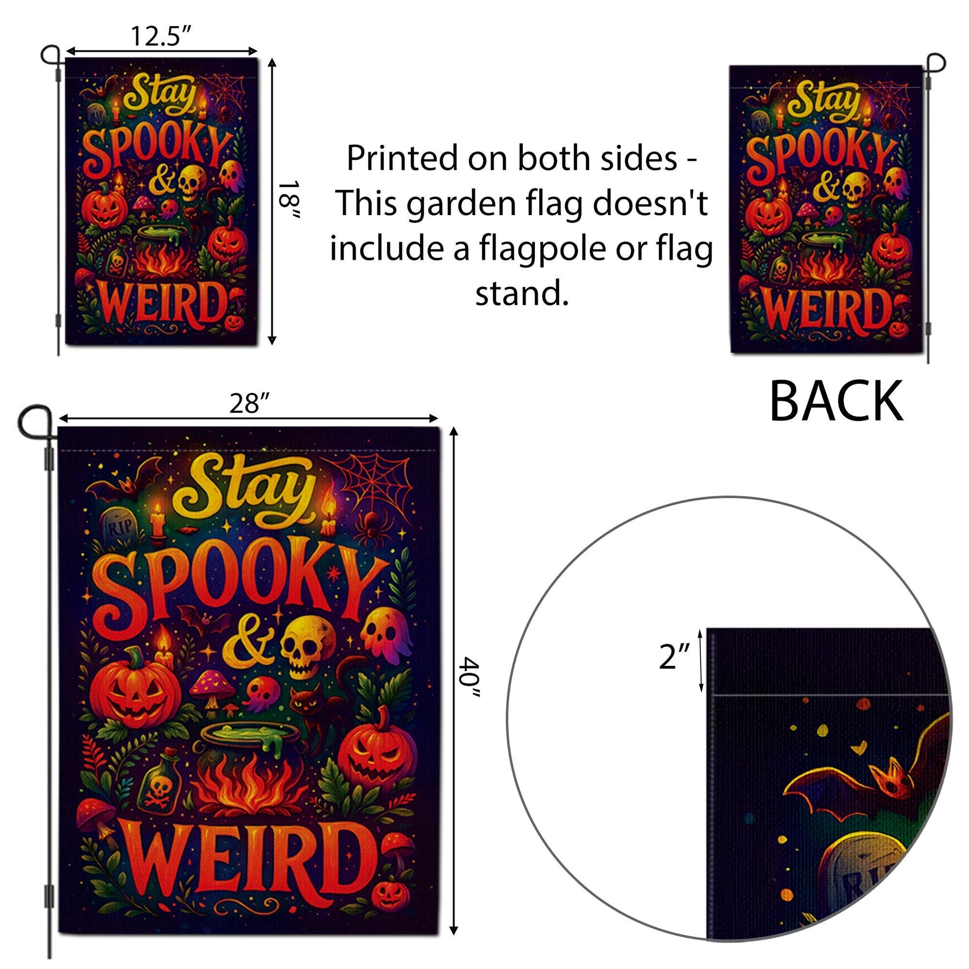 Stay Spooky and Weird Garden Flag – Funny Halloween Yard Decor with Pumpkins & Skulls