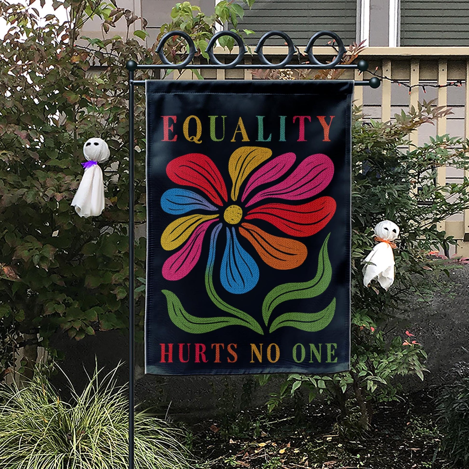 Equality Hurts No One Garden Flag – Colorful LGBTQ Outdoor Yard Decor – Pride Flower Banner – Inclusive Civil Rights Flag