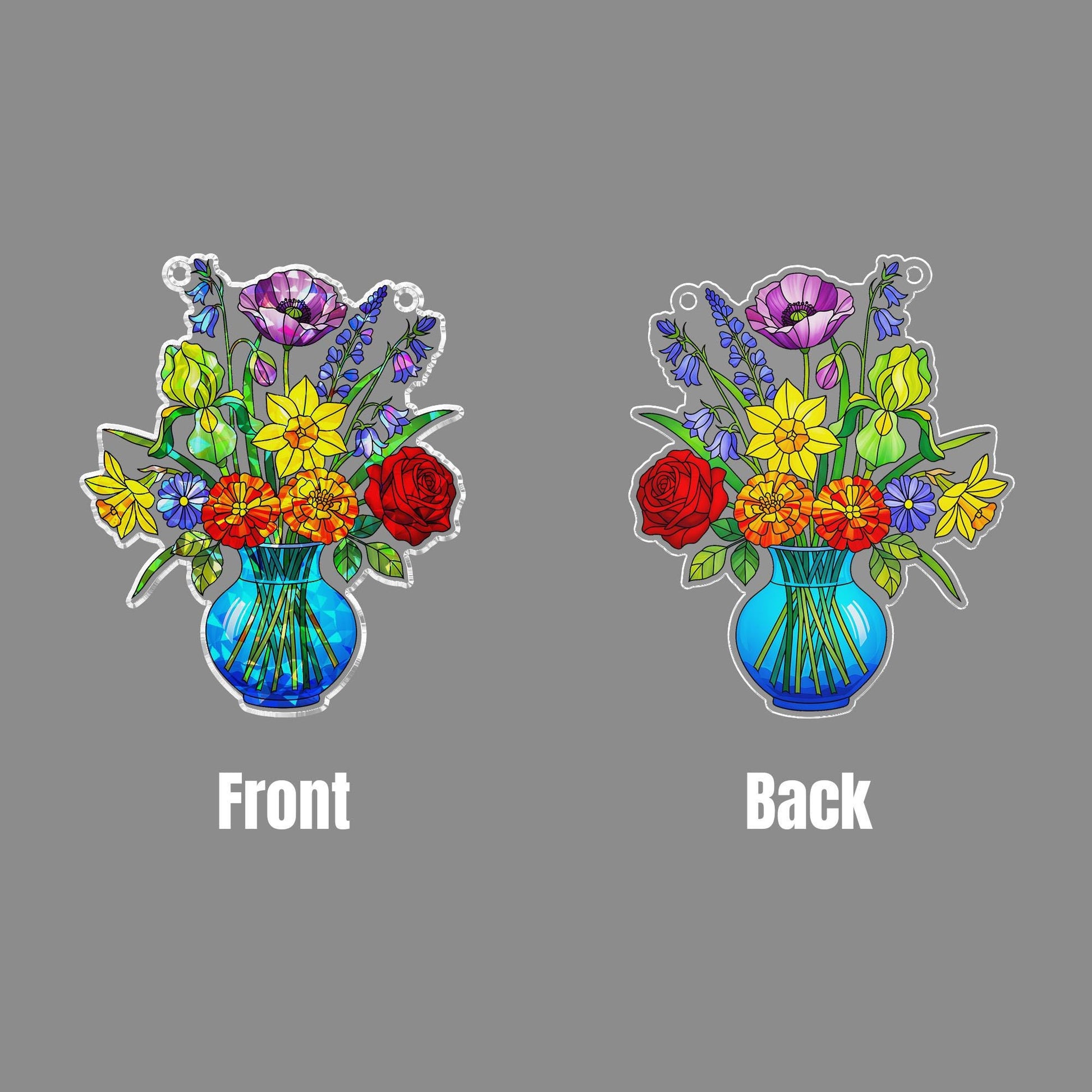 Holographic Flower Vase Acrylic Window Hanging Ornament, Rainbow Prism Floral Decor, LGBT Pride Home Decor, LGBTQ Pride Gift