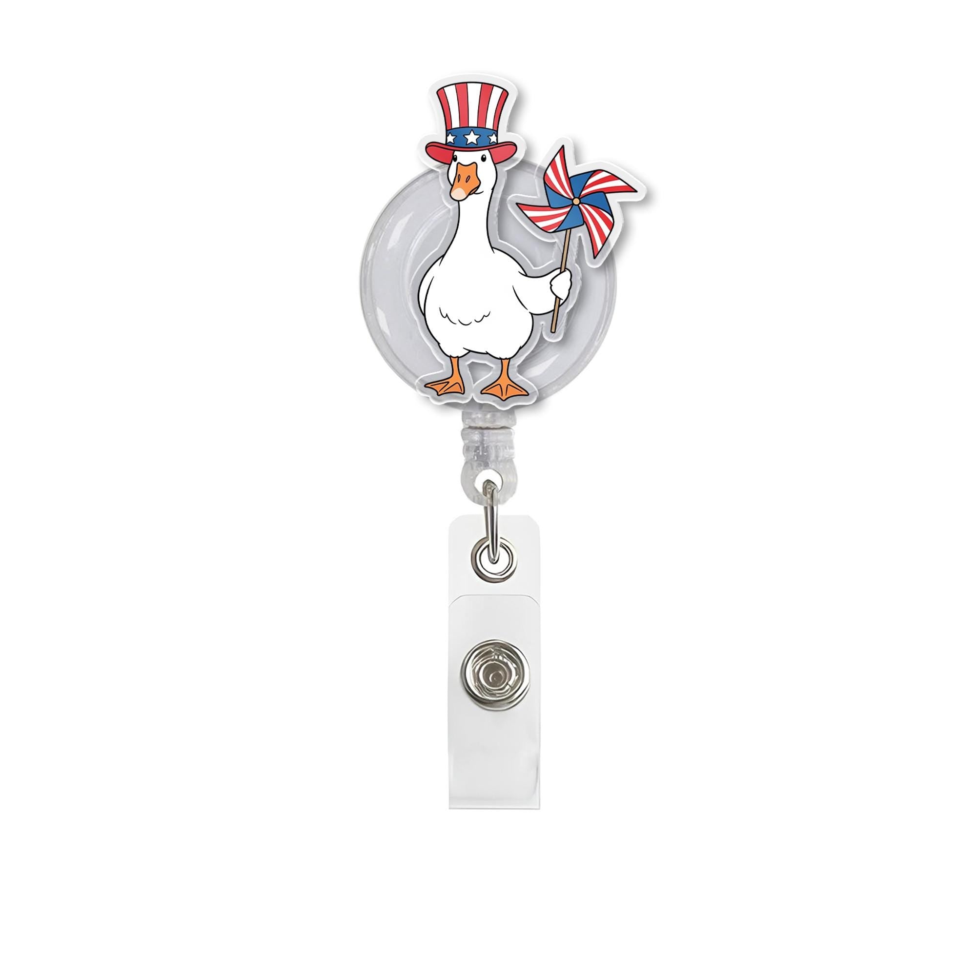 Patriotic Nurse Badge Reel, Silly Goose ID Holder, 4th of July Badge, Funny RN Accessory, USA Nurse Gift, Red White Blue Reel
