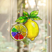 Holographic LGBT Lemon Acrylic Window Hanging Ornament, Colorful Floral Home Decor, Unique Gift Idea, LGBTQ+ Pride Month Gift
