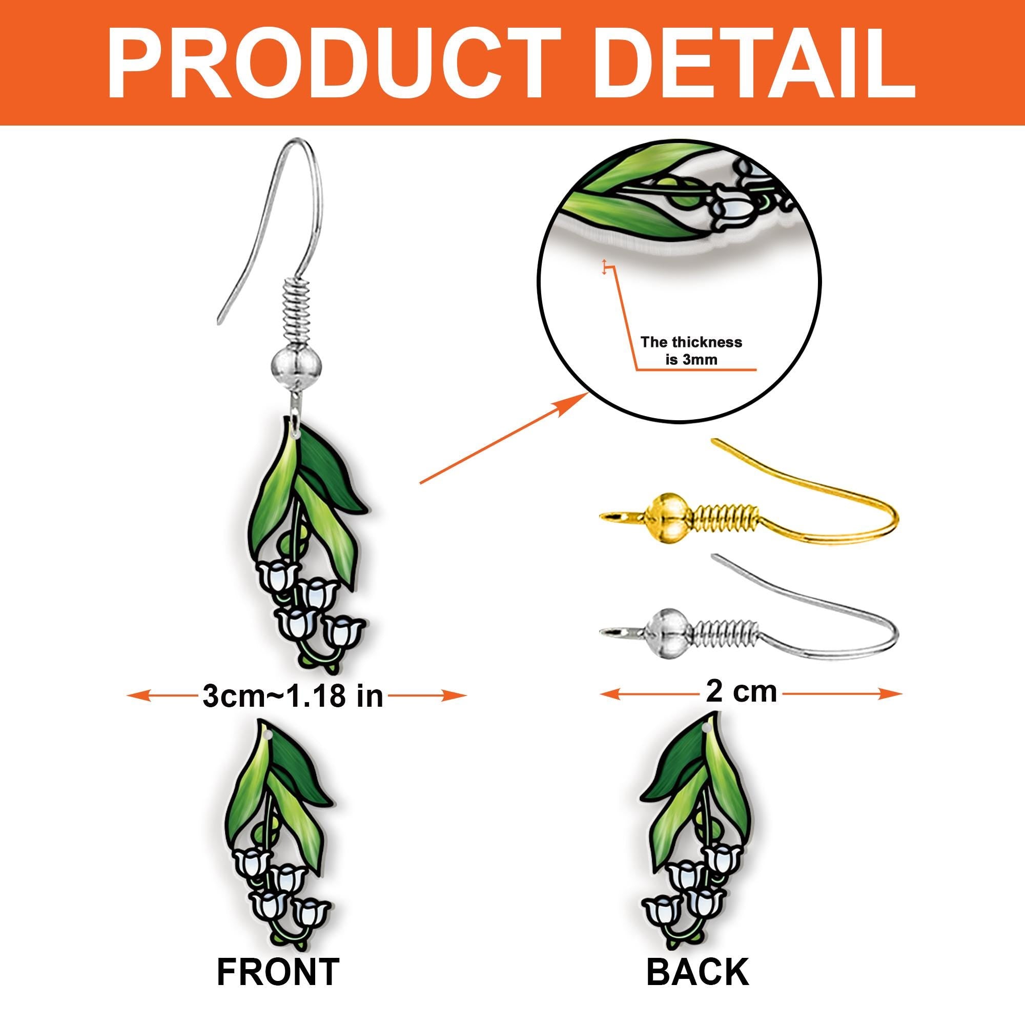 Lily of the Valley Earrings – Botanical Flower Dangle Jewelry, Nature-Inspired Spring Gift for Her, Minimalist Floral Accessories