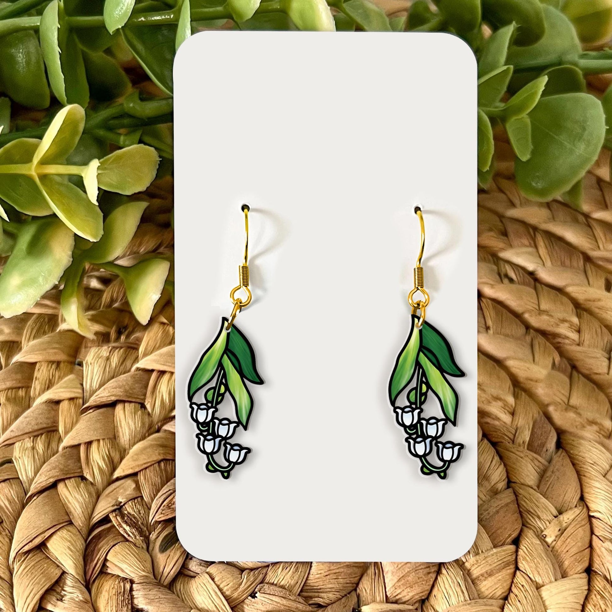 Lily of the Valley Earrings – Botanical Flower Dangle Jewelry, Nature-Inspired Spring Gift for Her, Minimalist Floral Accessories