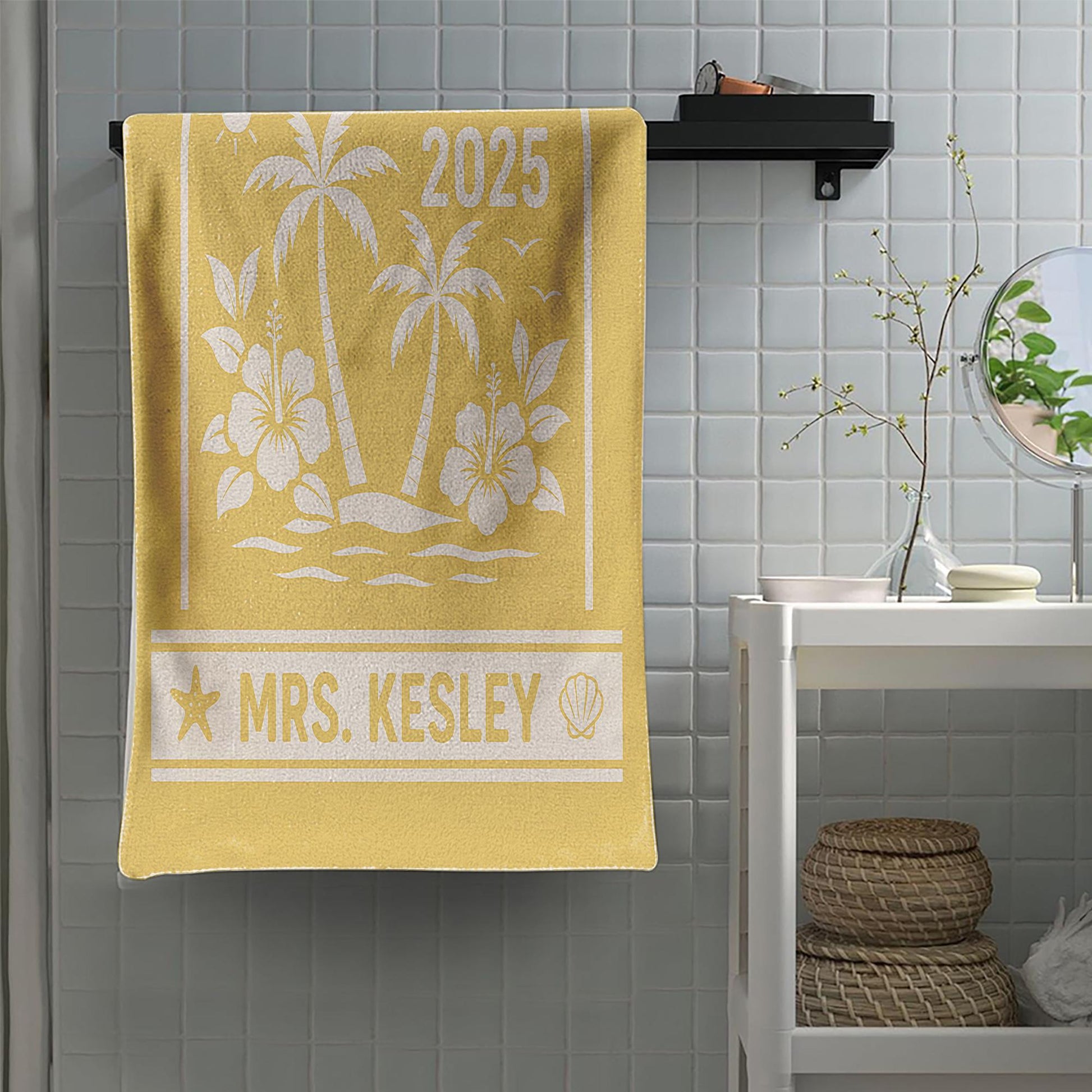 Farewell Tour 2025 Beach Towel – Personalized Retirement Gift for Women, Custom Name Vacation Towel, Teacher or Coworker Send-Off