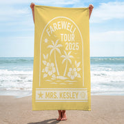 Farewell Tour 2025 Beach Towel – Personalized Retirement Gift for Women, Custom Name Vacation Towel, Teacher or Coworker Send-Off
