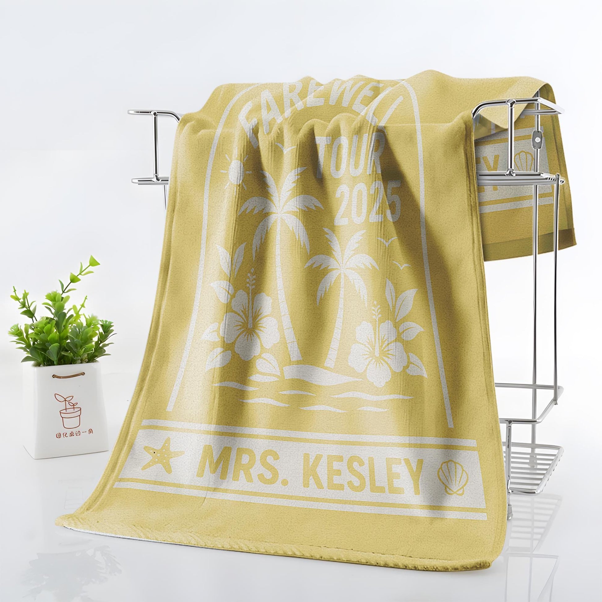 Farewell Tour 2025 Beach Towel – Personalized Retirement Gift for Women, Custom Name Vacation Towel, Teacher or Coworker Send-Off