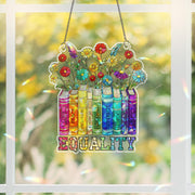 Equality LGBT Bookshelf Suncatcher, Acrylic Window Hanging Ornament, Inspirational Reading Lover Gift, LGBTQ+ Pride Month Gift