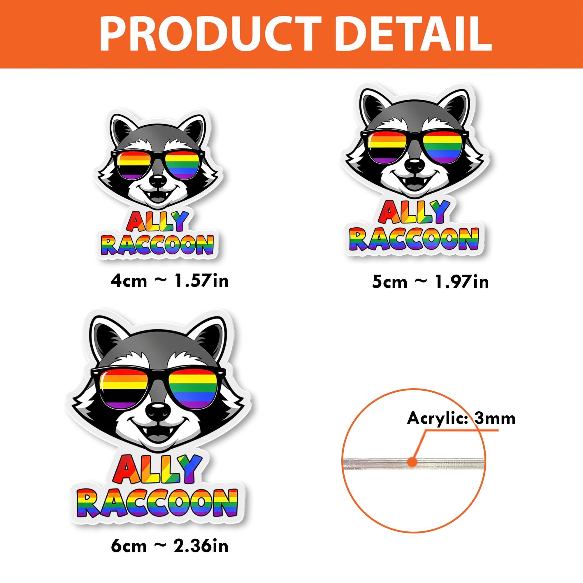 Ally Raccoon Badge Reel | LGBTQ+ Pride ID Holder for Allies | Rainbow Retractable Clip | Cute Animal Badge | Pride Month Gift