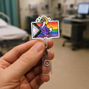 Fabulous Duck Pride Badge Reel | Progress Flag LGBTQ+ ID Holder | Funny Nurse Badge Clip | Pride Month Gift | Queer Duck Reel