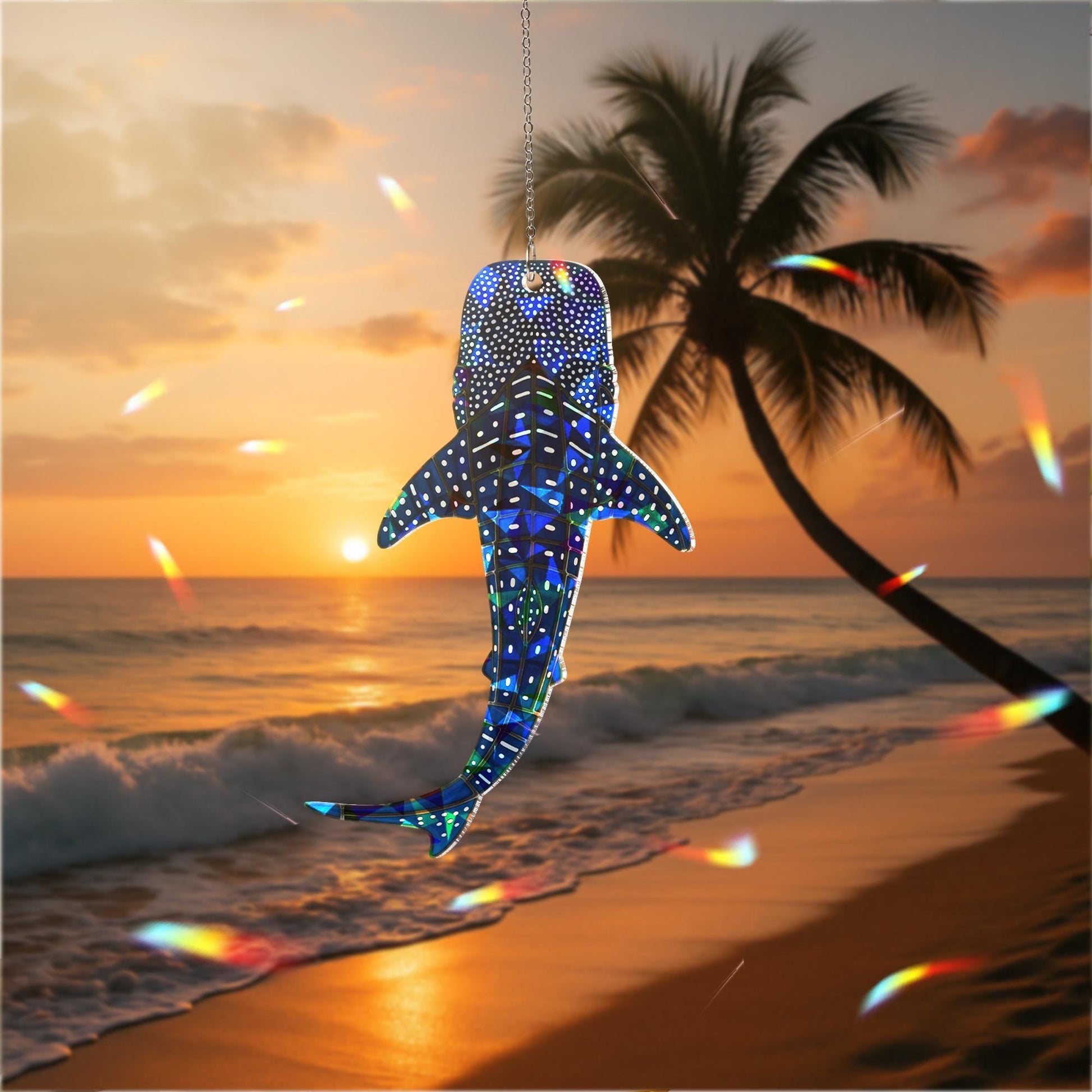 Hologram Whale Shark Suncatcher – Iridescent Acrylic Window Decor – Ocean Sea Life Gift, Sunlight Catcher, Marine Lover Ornament