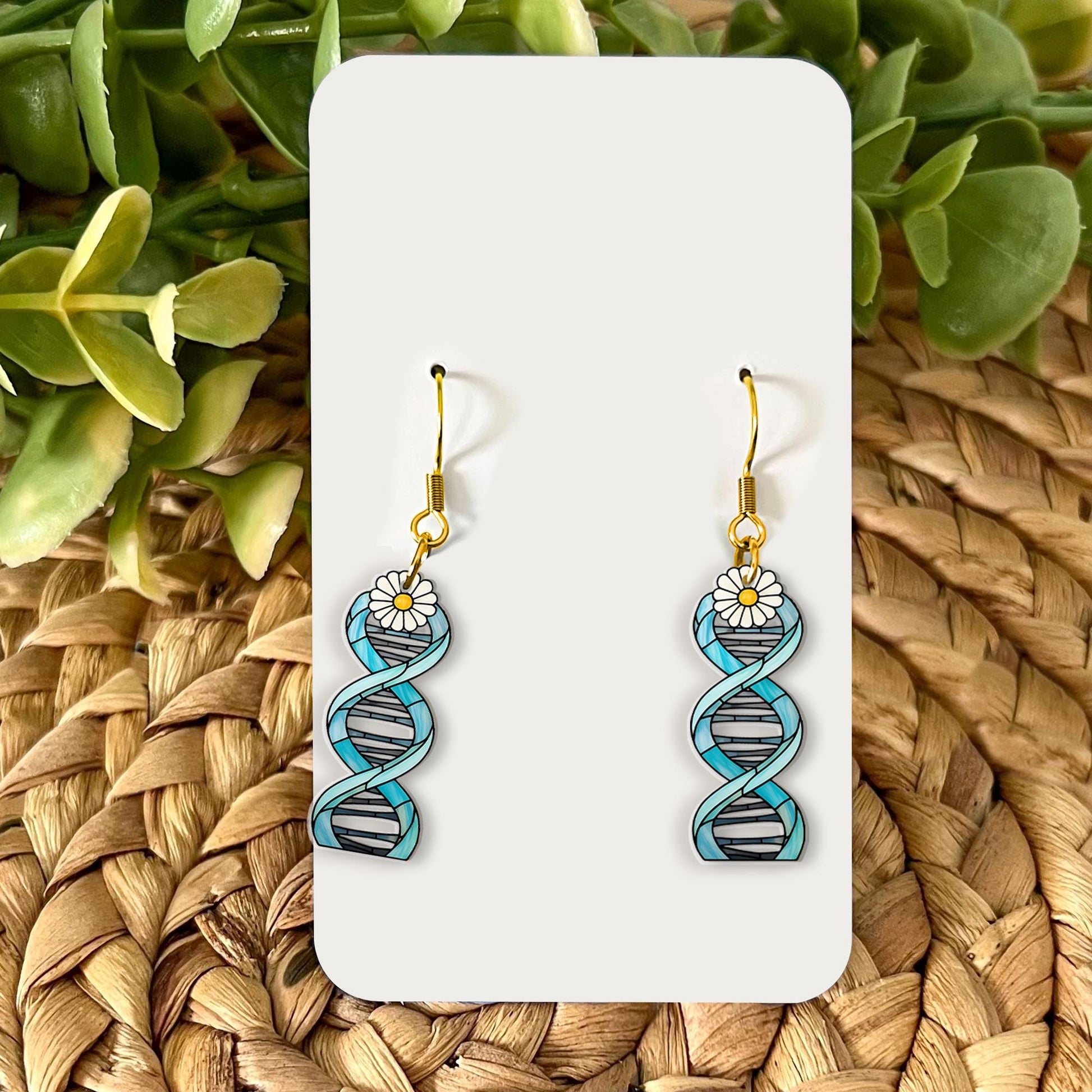 DNA Helix Earrings – Science Teacher Gift – Geeky Summer Jewelry, Biology Themed Dangle Earrings, Fun Lab Nerd Accessory