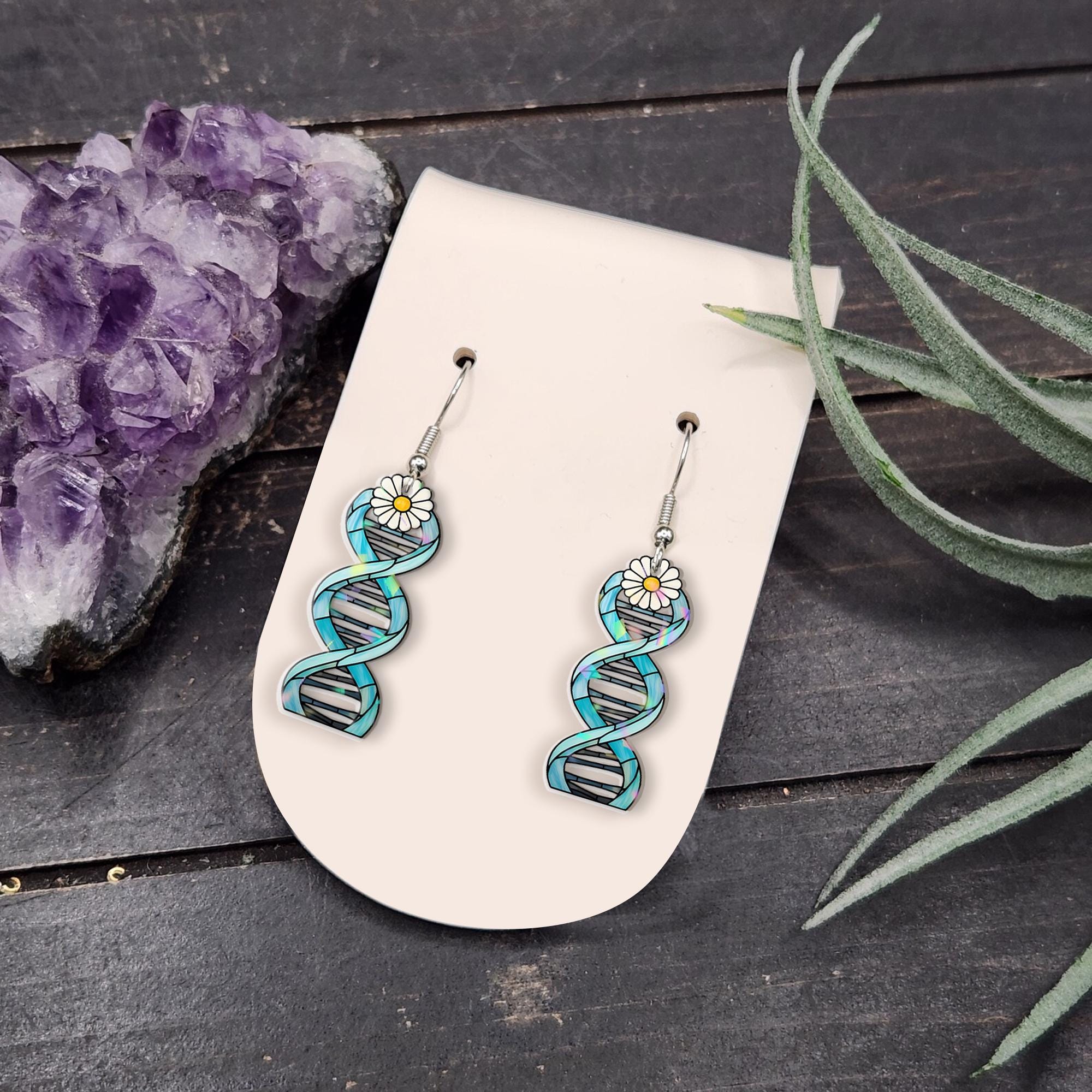 DNA Helix Earrings – Science Teacher Gift – Geeky Summer Jewelry, Biology Themed Dangle Earrings, Fun Lab Nerd Accessory