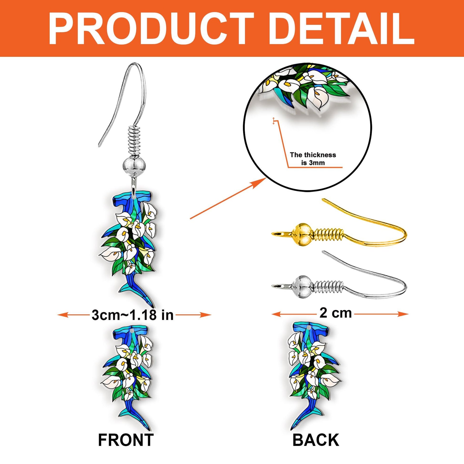 Floral Shark & Manta Ray Earrings – Ocean Animal Jewelry – Beachy Marine Life Gift – Tropical Sea Creature Dangle Earrings