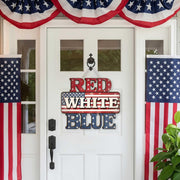 Red White Blue Door Sign, Patriotic Wooden Hanger, 4th of July Decor, USA Flag Wall Sign, Americana Porch Decor, Independence Day