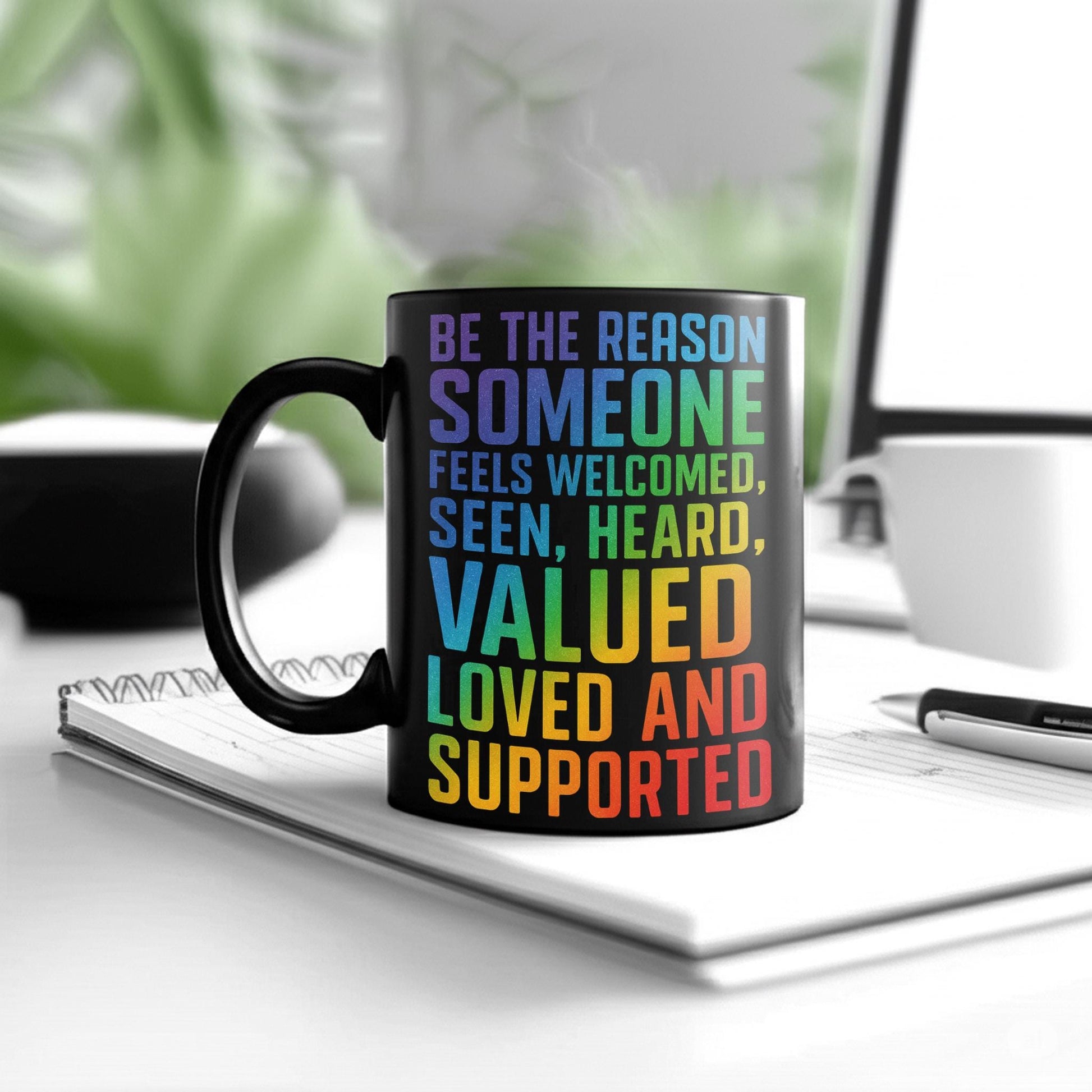 Inspirational Pride Mug – Rainbow Quote Coffee Cup, LGBTQ+ Affirmation Gift, Be the Reason Someone Feels Loved & Supported