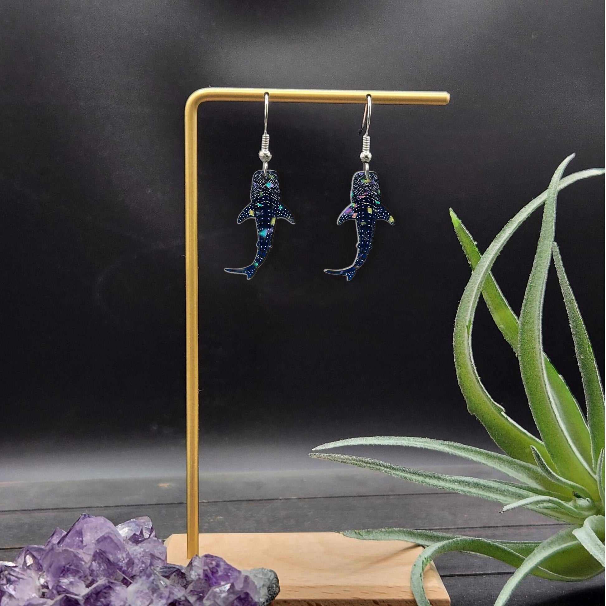 Whale Shark Earrings – Ocean Lover Jewelry, Marine Animal Dangle Earrings, Sea Life Gift, Cute Summer Beach Accessory for Divers