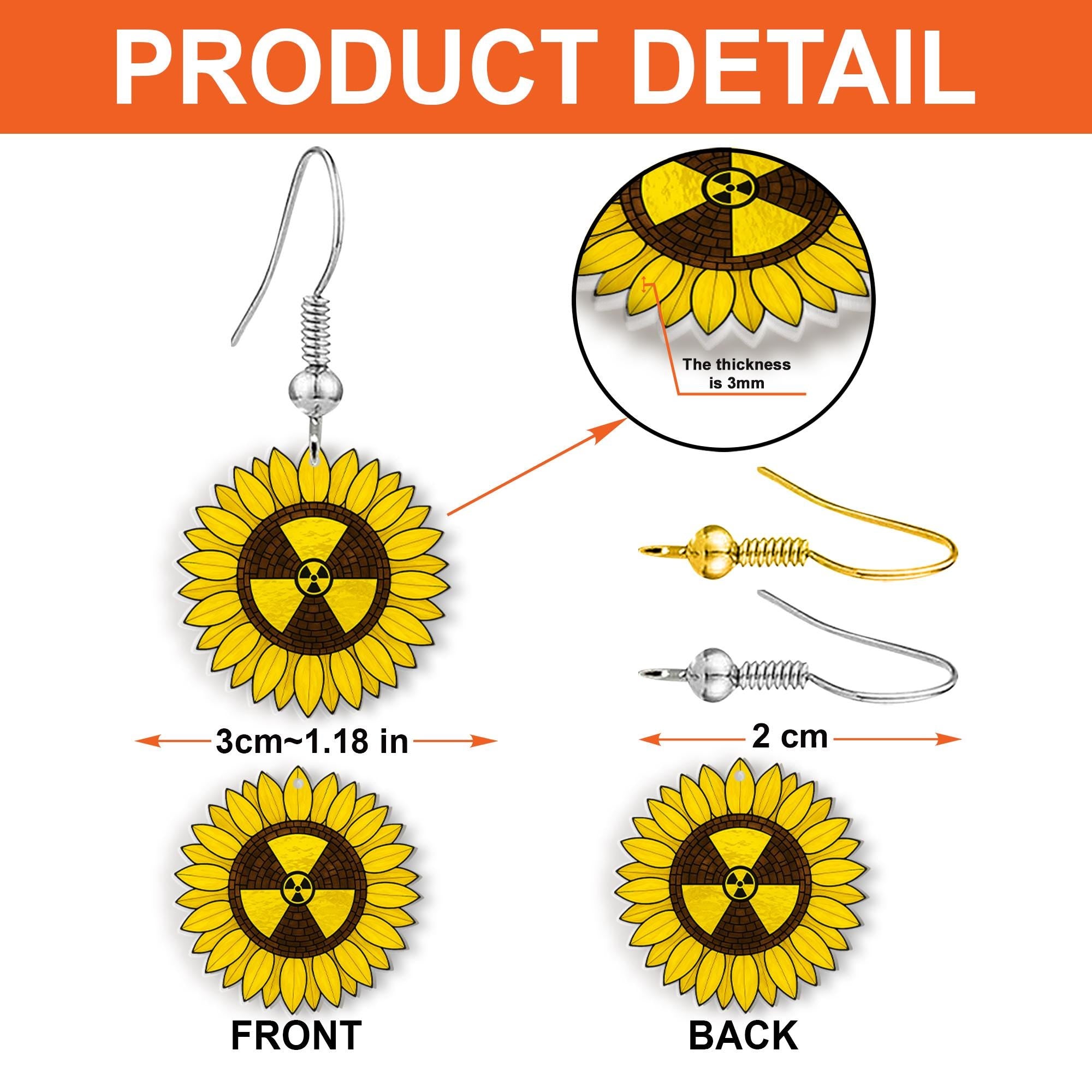 Rad Tech Earrings – Radiation Symbol Sunflower Jewelry for X-Ray Techs, Radiology Gift, Radiologic Technologist Appreciation