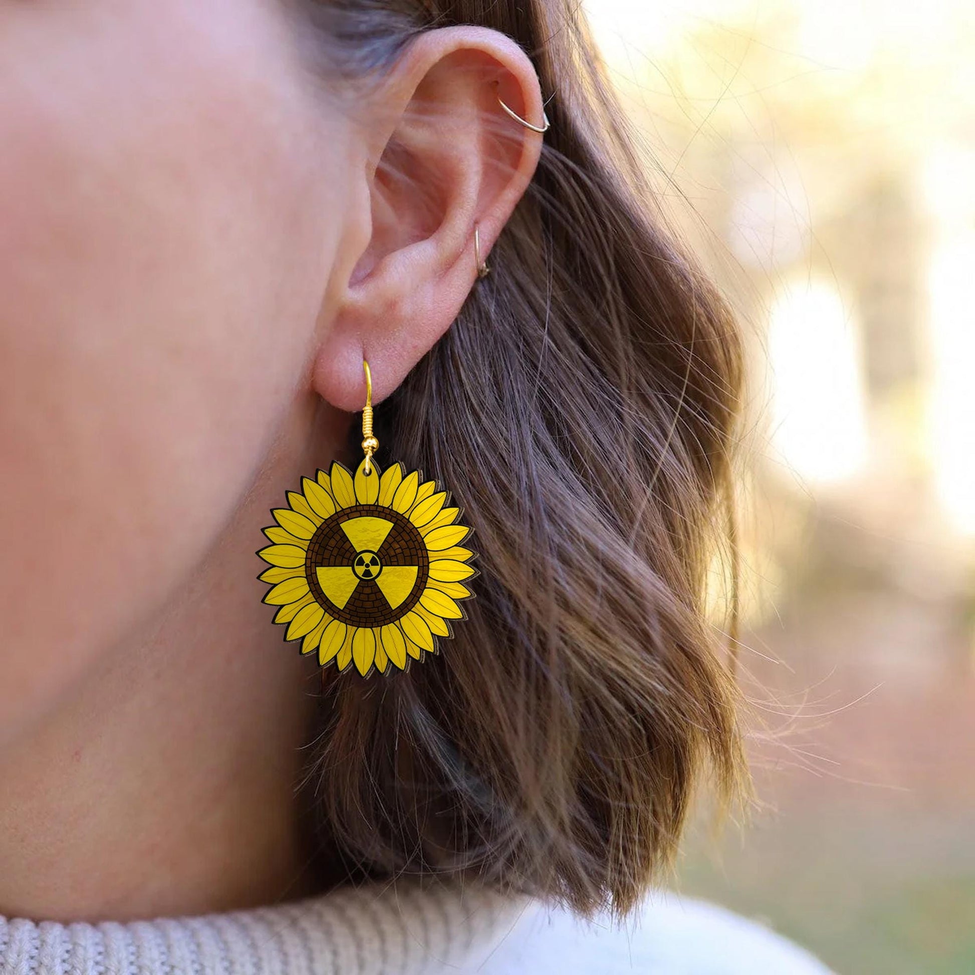 Rad Tech Earrings – Radiation Symbol Sunflower Jewelry for X-Ray Techs, Radiology Gift, Radiologic Technologist Appreciation