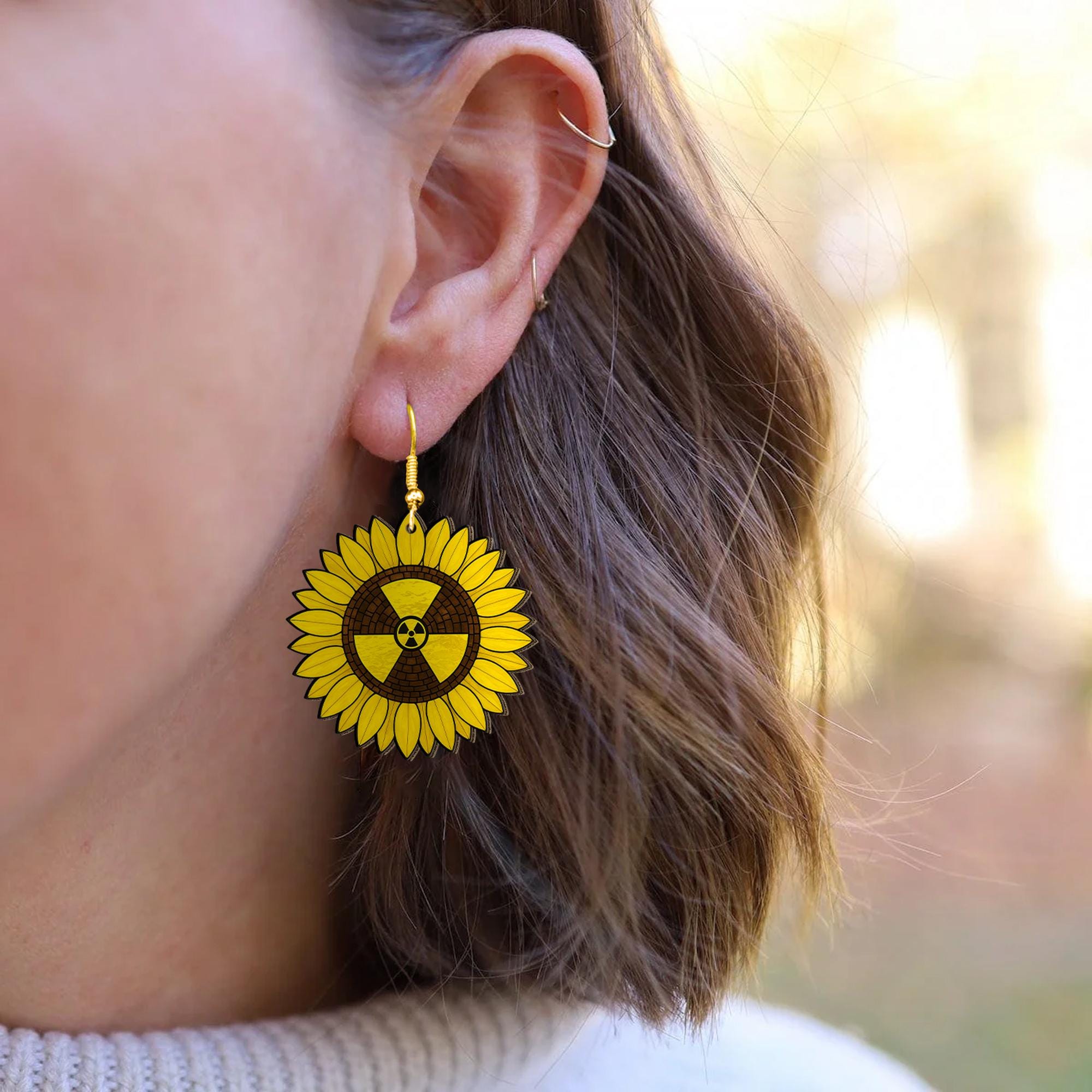Rad Tech Earrings – Radiation Symbol Sunflower Jewelry for X-Ray Techs, Radiology Gift, Radiologic Technologist Appreciation