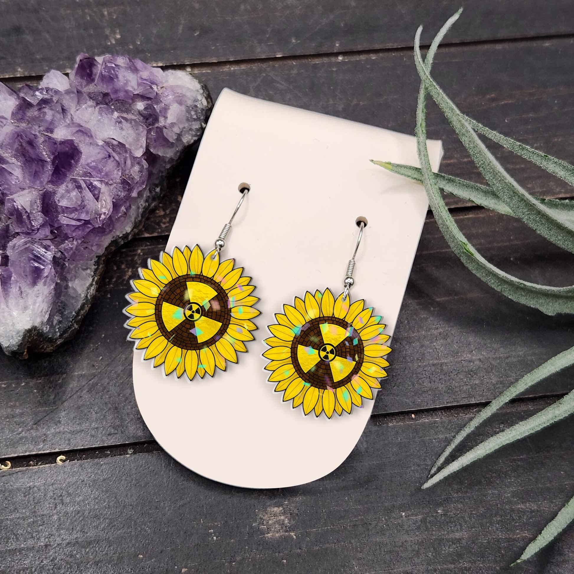 Rad Tech Earrings – Radiation Symbol Sunflower Jewelry for X-Ray Techs, Radiology Gift, Radiologic Technologist Appreciation