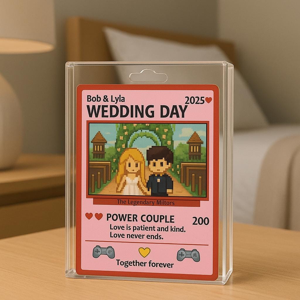 Custom Wedding Art Acrylic Block, Personalized Gamer Couple Gift, Wedding Day Keepsake, Retro Gaming Love Display, custom photo gift