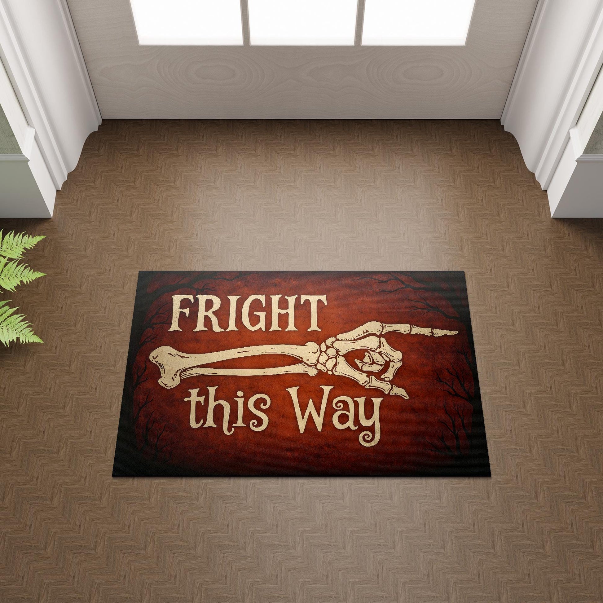 Fright This Way Doormat, Funny Halloween Welcome Mat, Skeleton Decor, Spooky Outdoor Rug, Gothic Porch Decor, Fall Entry Mat Gift