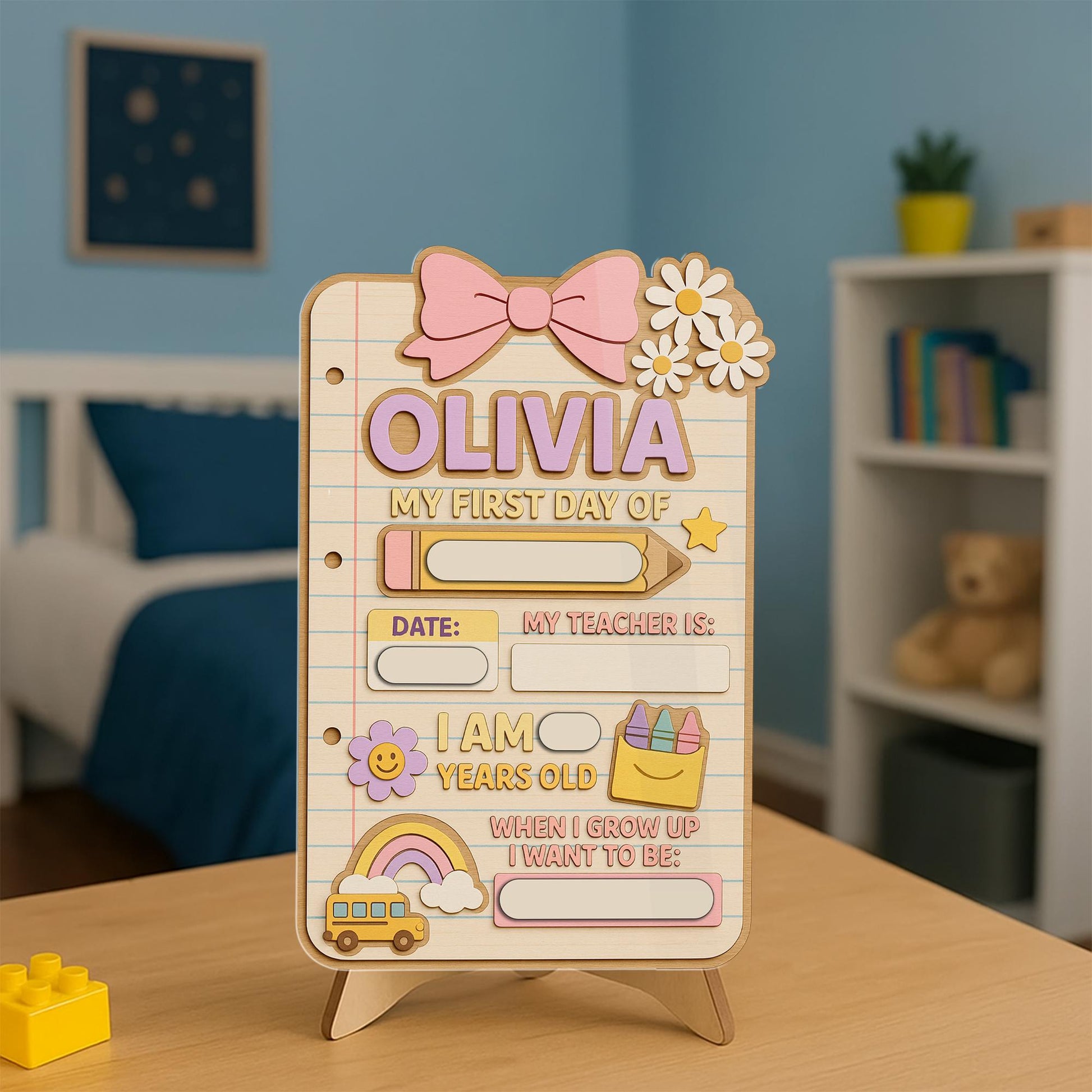 Reusable First Day of School Sign, Personalized Back to School Board for Kids, Custom Fillable Chalkboard, Photo Prop for Students
