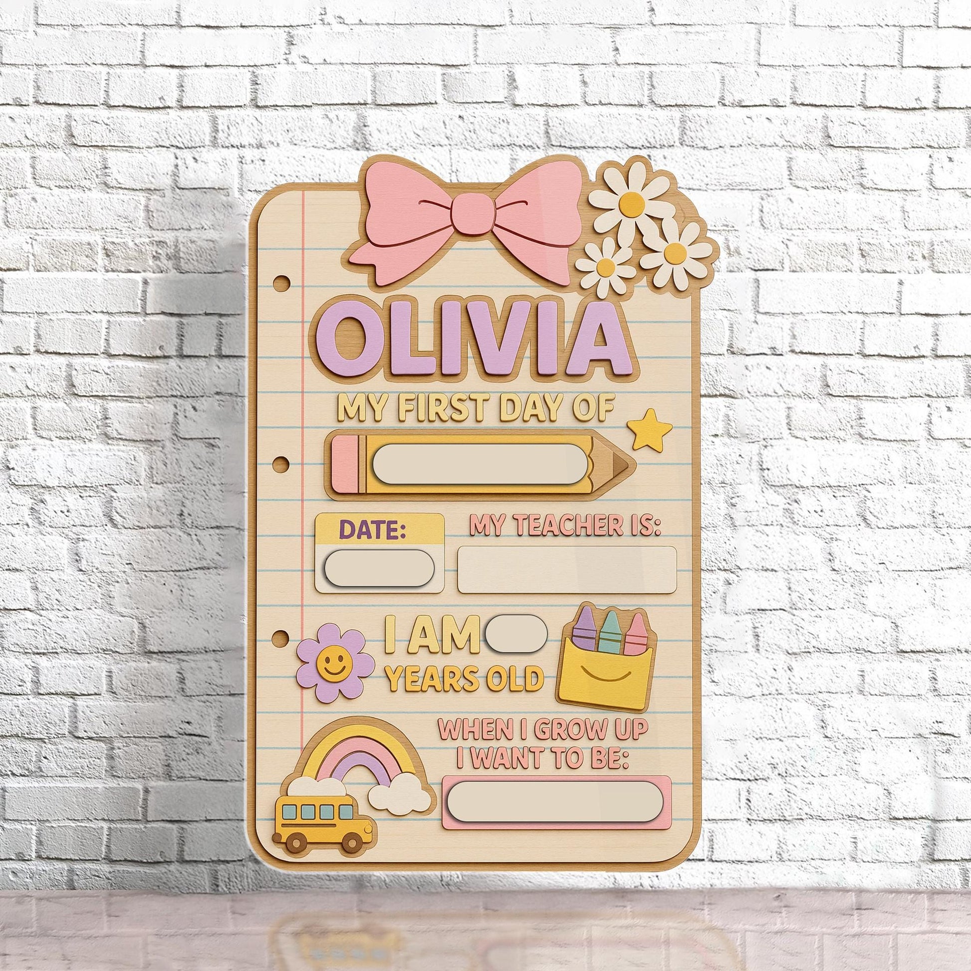 Reusable First Day of School Sign, Personalized Back to School Board for Kids, Custom Fillable Chalkboard, Photo Prop for Students