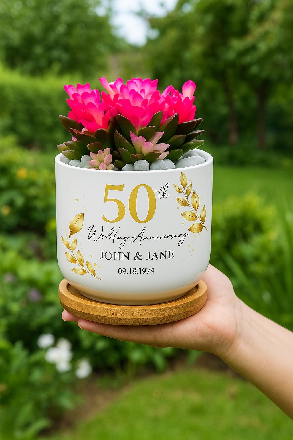 Personalized 50th Anniversary Garden Plant Pot, Custom Anniversary Gift, Wedding Anniversary Keepsake, 50th Anniversary Gift for Couple