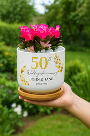 Personalized 50th Anniversary Garden Plant Pot, Custom Anniversary Gift, Wedding Anniversary Keepsake, 50th Anniversary Gift for Couple