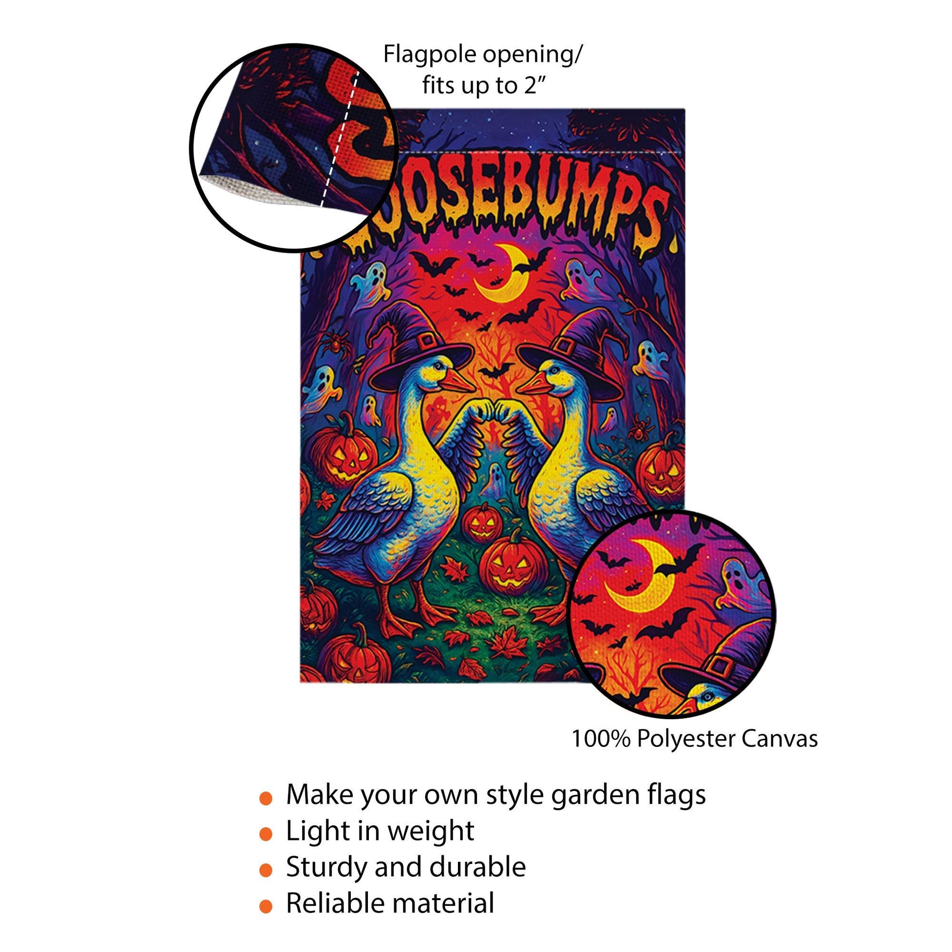 Funny Halloween Goose Garden Flag – Witch Goose Yard Decor, Goosebumps Outdoor Banner