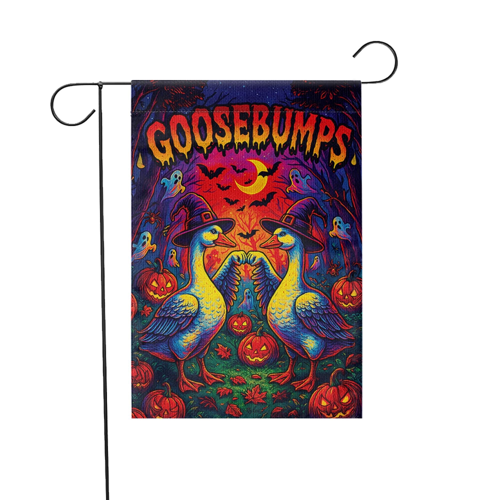 Funny Halloween Goose Garden Flag – Witch Goose Yard Decor, Goosebumps Outdoor Banner