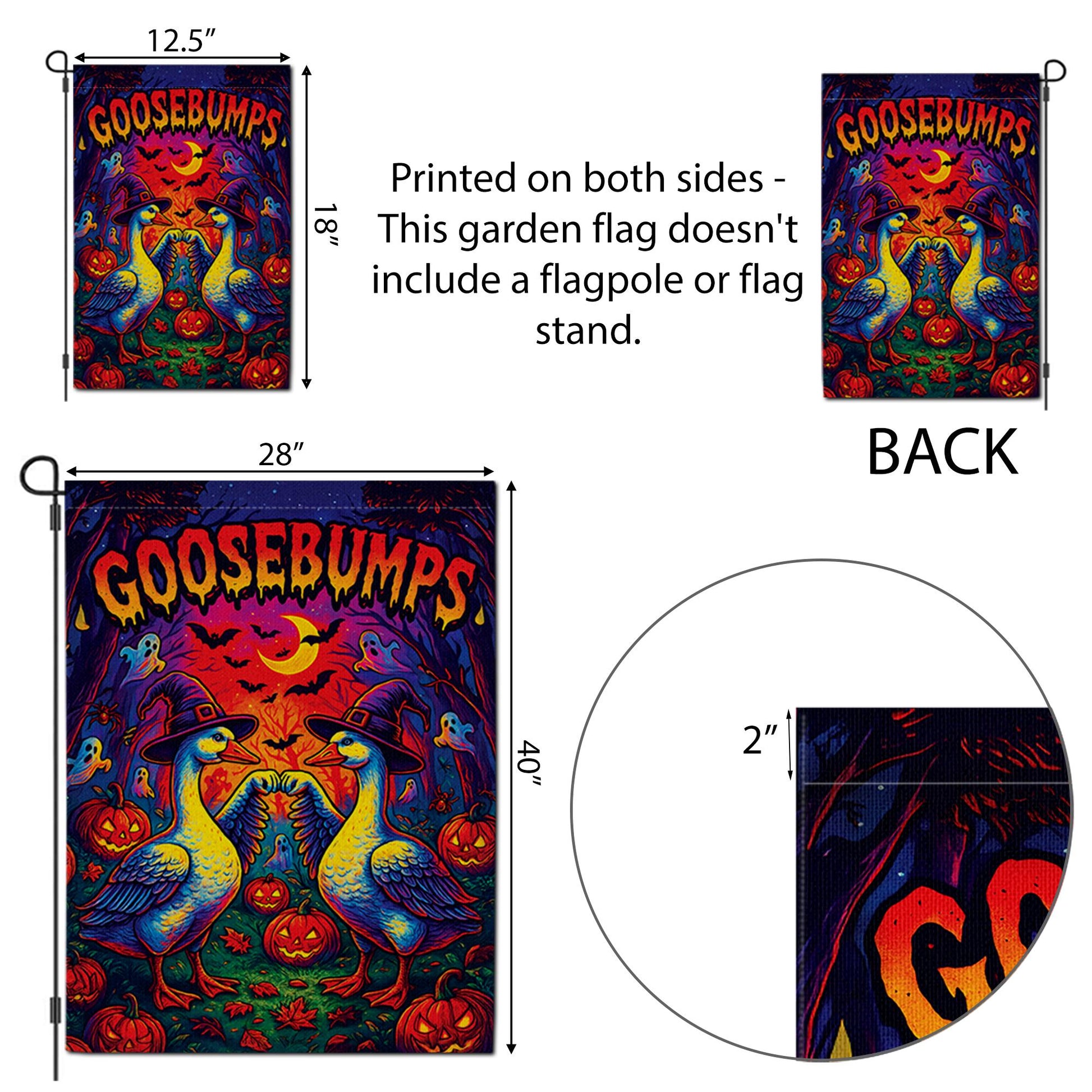 Funny Halloween Goose Garden Flag – Witch Goose Yard Decor, Goosebumps Outdoor Banner
