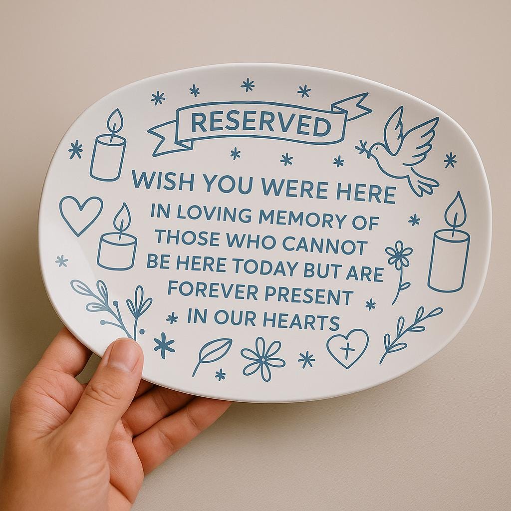 Reserved Wedding Memorial Platter Sign, Wedding Decor, Wedding Platter In Memory Of Loved Ones, Custom Memorial Wedding Reserved Platter