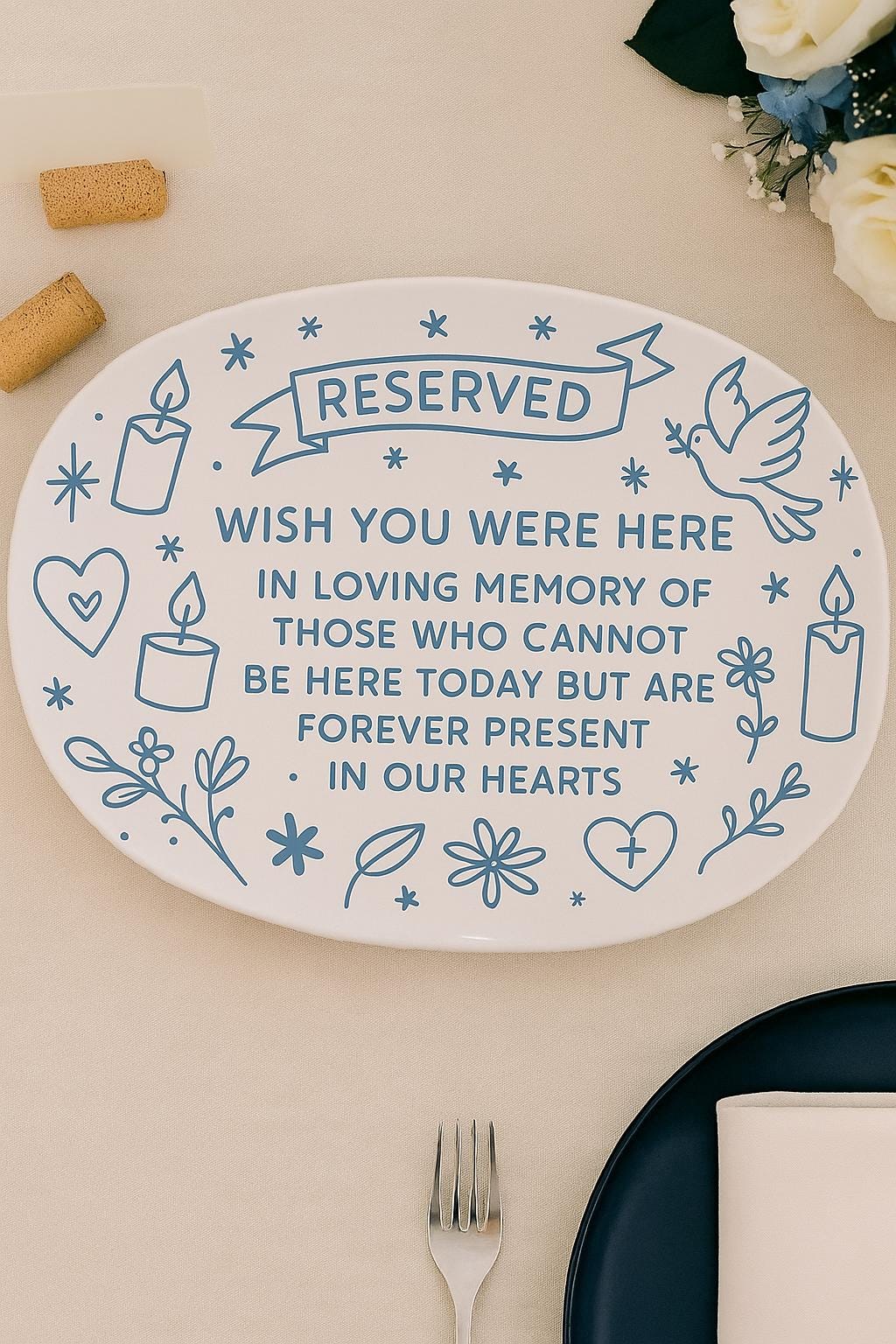 Reserved Wedding Memorial Platter Sign, Wedding Decor, Wedding Platter In Memory Of Loved Ones, Custom Memorial Wedding Reserved Platter